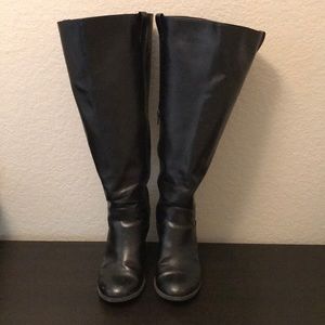 Black knee high extra wide calf boots